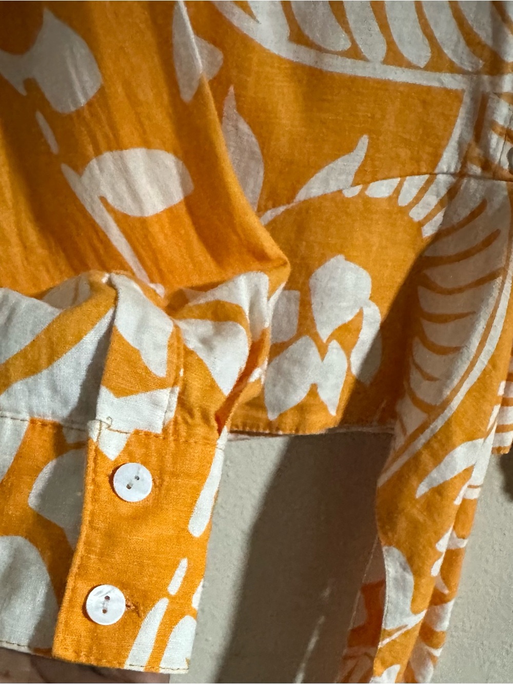Christian Siriano New York Linen Blend Orange and White Tie-Front Button Shirt - Picture 5 of 8